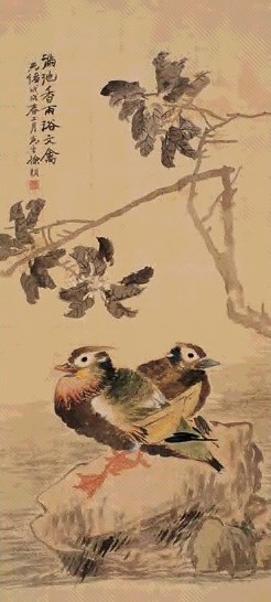 徐桢 戊戌(1898年)作 香雨文禽图 立轴 设色绢本