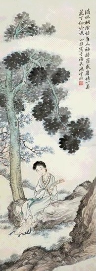 潘琪 人物 立轴 设色纸本