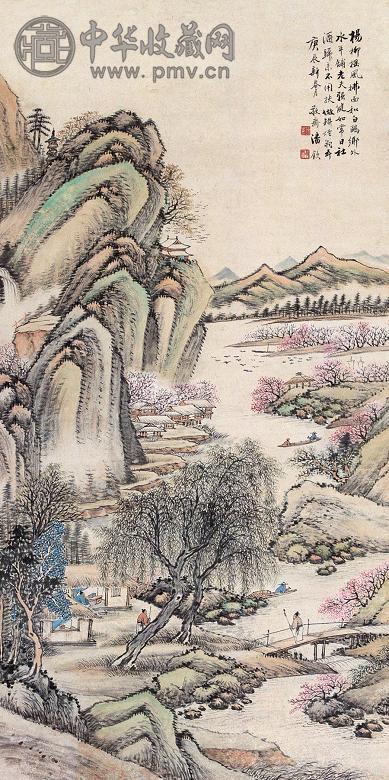 潘钦 1940年作 春山社酒 立轴 设色纸本