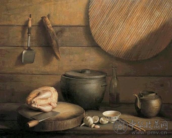 何大桥 1990年作 待烹之鸡 布面油画