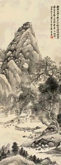 吕万 1919年作 山水 立轴 设色纸本