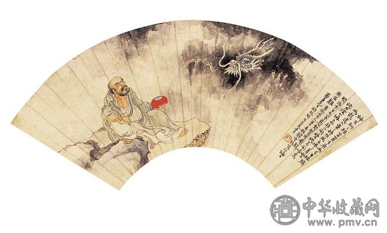 钱云鹤 人龙 扇面