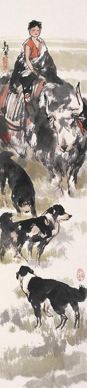 马振声 草原情趣 镜心 设色纸本