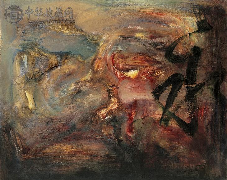 丁方 2002年作 文字系列 布上油画