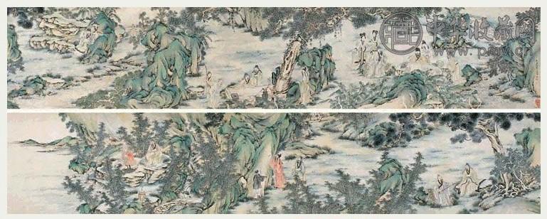 近现代 朱承祖 西园雅集图 卷