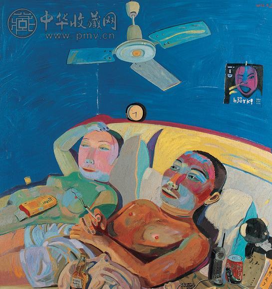 申玲 2003年作 非典飞舞的春天里 就这么躺着 布上油画