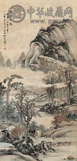 姚钟藩 1915年作 书窗清趣图 轴 设色纸本