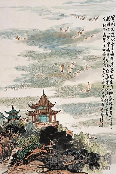 潘韵 己未(1979年) 黄鹤楼 镜心 设色纸本