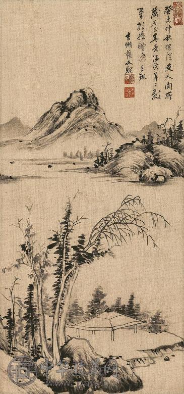 杨文骢 1643年作 山林野逸 立轴 水墨绢本