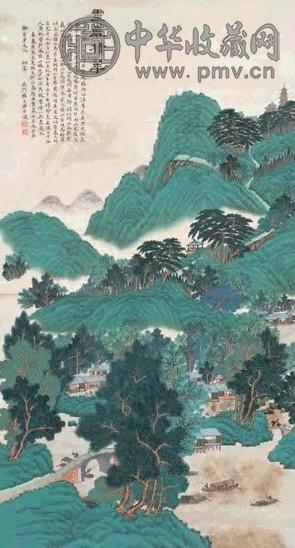 杨昌绪 嘉庆庚辰年(1820)作 灵岩积翠图 立轴 设色纸本
