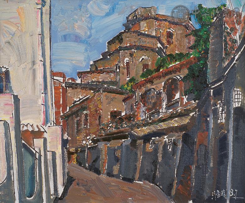 贾涤非 2003年作 老街 布面油彩