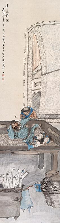 吴嘉猷 1893年作 青莲醉酒图 立轴 设色纸本