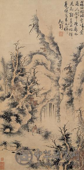 史忠 雨晴云归 立轴 设色纸本