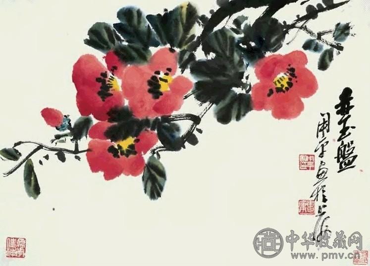 曹用平 茶花 镜心 设色纸本