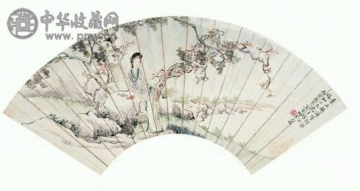 蒋洽 仕女人物 扇面 设色纸本