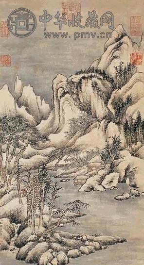 王敬铭 深雪屏居 立轴 设色纸本