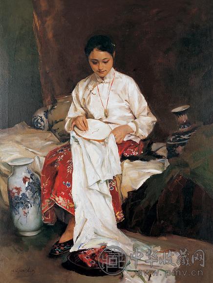 潘鸿海 女红 油画 布面