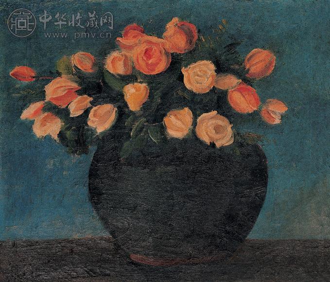 陈抱一 1930年作 瓶花 布面油画