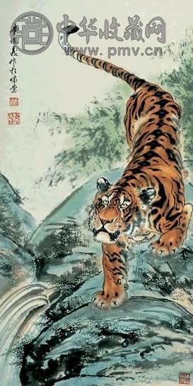 曹环义 虎 立轴 设色纸本