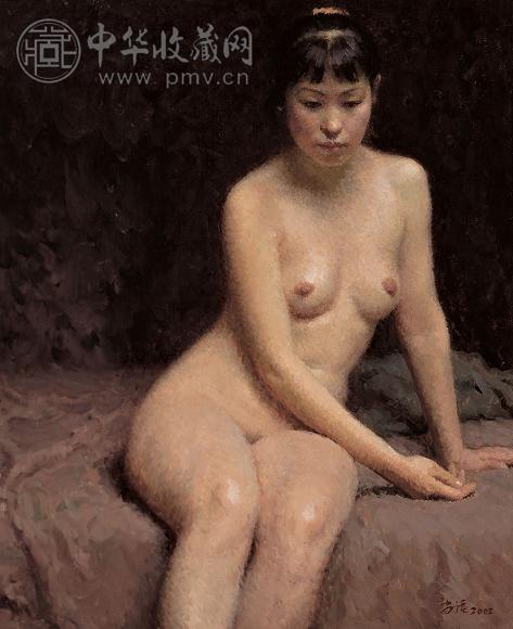 靳尚谊 2002年作 沉思中的女人体 布面 油画