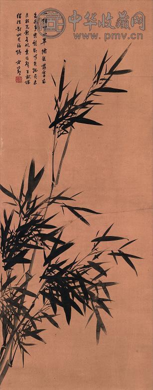 方以智 墨竹 立轴 水墨泥金笺