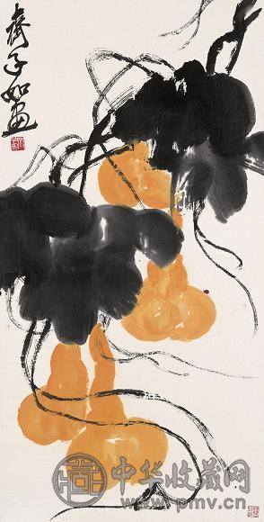 齐子如 福禄万代 立轴 设色纸本