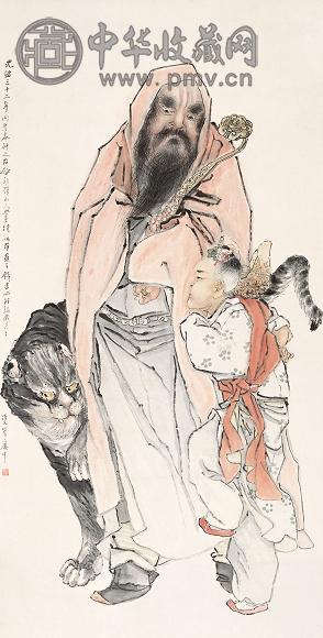 钱书城 财神图 立轴 纸本