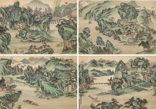 王敬铭 1712年作 武夷九曲图 册页(8开) 设色绢本