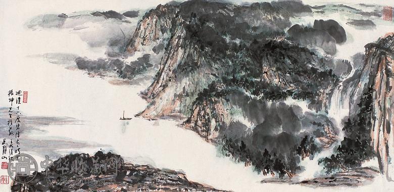 吴静山 壬戌(1982年)作 山水 镜心 设色纸本