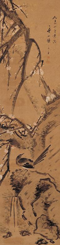 陈元章 花鸟 立轴 设色纸本