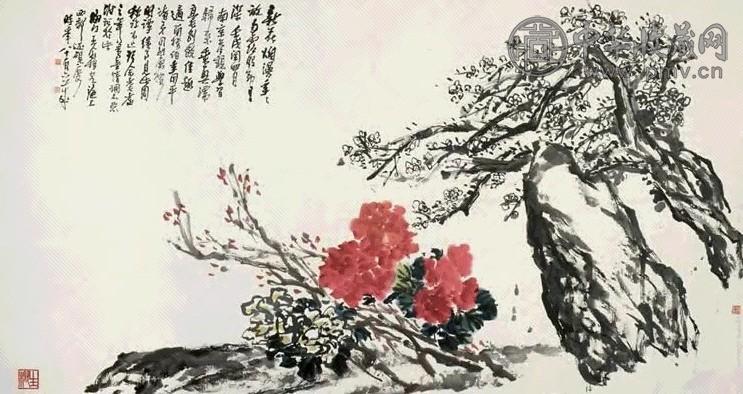 王个砥 花卉 镜心 设色