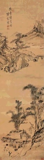 张学曾 牧童归去图 立轴 水墨绫本
