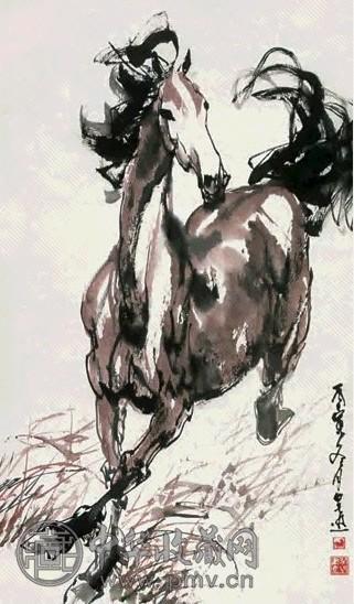 吴迅 马 立轴 设色纸本