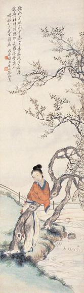 潘琪 仕女 立轴