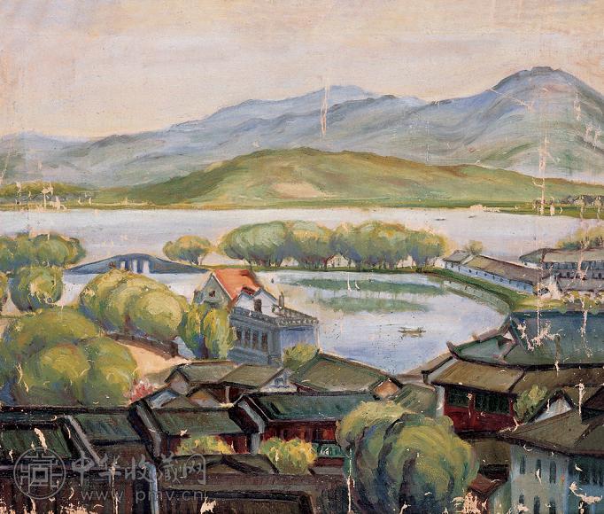 陈抱一 乡间风景 布面油画
