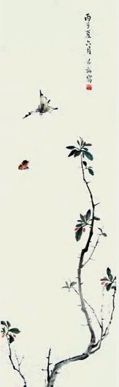 潘君诺 花虫 立轴 设色纸本