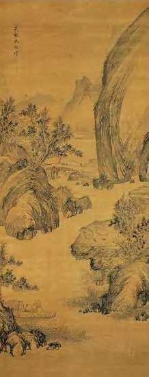 仇琛 清 渔樵同乐图 轴