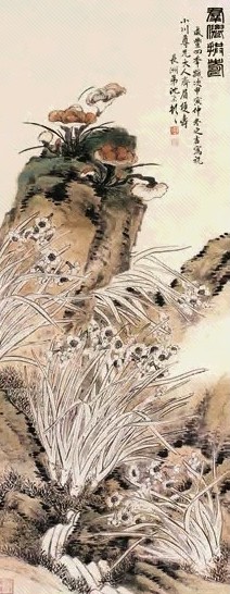 沈荣 甲寅(1854年)作 群仙拱寿图 立轴 设色纸本