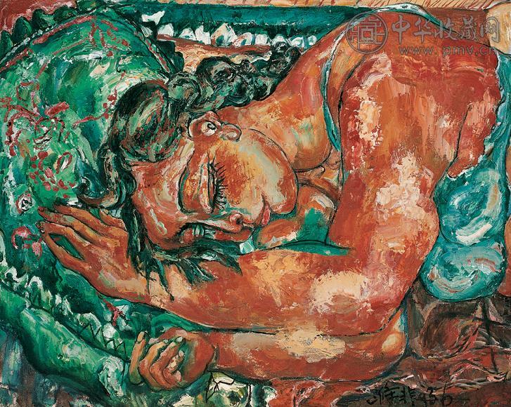 贾涤非 1993年作 睡梦中的少女 布面 油彩