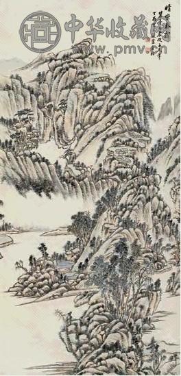 金尔珍 1897年作 晴峦春霭 立轴 设色纸本
