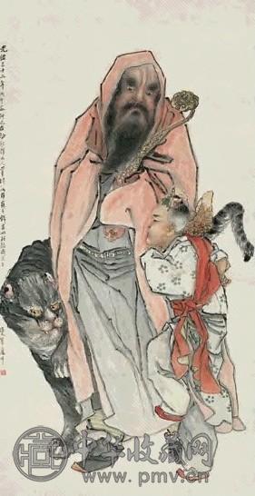 钱书城 财神图立轴设色纸本