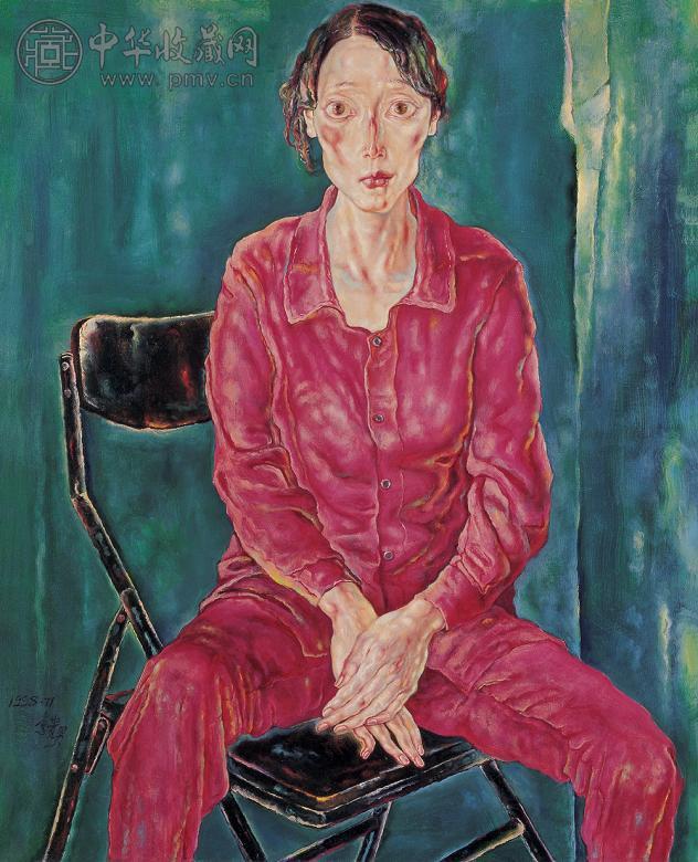李贵男 座椅上的女人 布面 油画