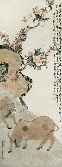 陆英 程璋 春牛图 立轴 设色