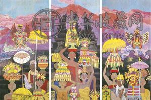 胡永凯 火山祭(3幅) 立轴 设色纸本