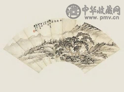 姚钟藩 近现代 松壑鸣泉 扇面