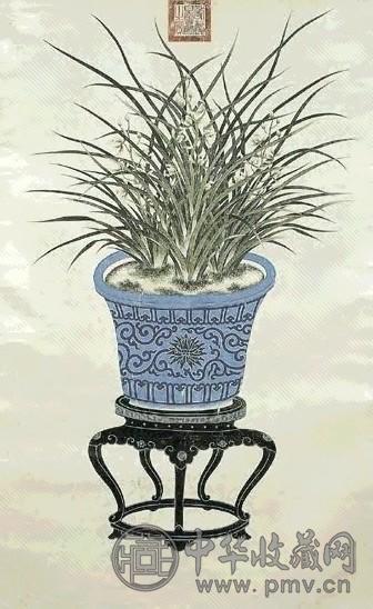 清 敬懿贵妃 兰花 镜心