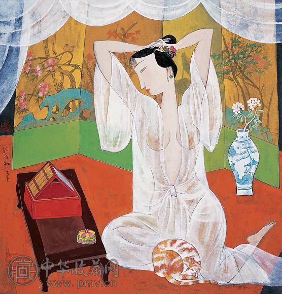 胡永凯 梳妆 镜心 设色纸本