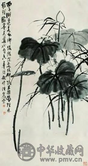 陆伯龙 荷花 立轴 水墨纸本