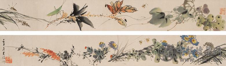 潘君诺 花卉 手卷 纸本