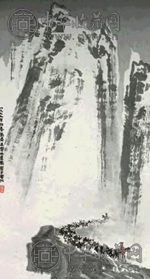 刘仑 雪山运输 立轴 设色